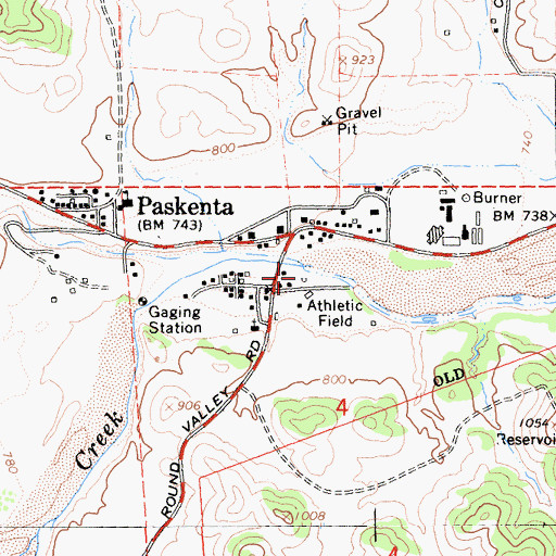 Topographic Map of Paskenta Census Designated Place, CA