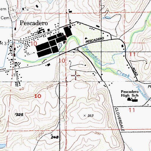 Topographic Map of Pescadero Census Designated Place, CA