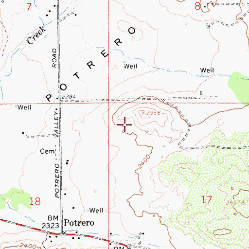 Topographic Map of Potrero Census Designated Place, CA