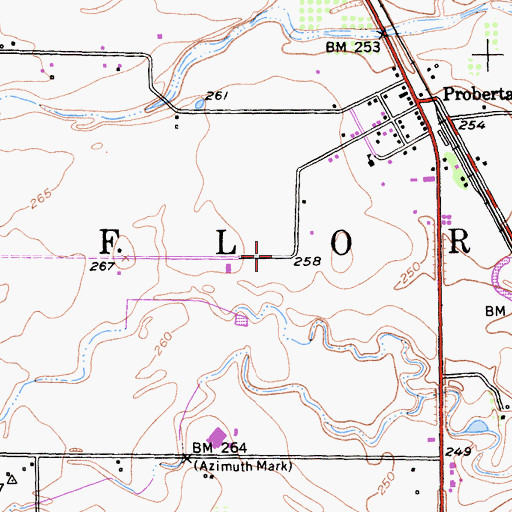 Topographic Map of Proberta Census Designated Place, CA