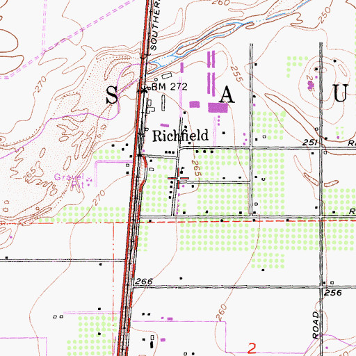 Topographic Map of Richfield Census Designated Place, CA