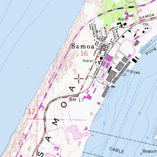 Topographic Map of Samoa Census Designated Place, CA