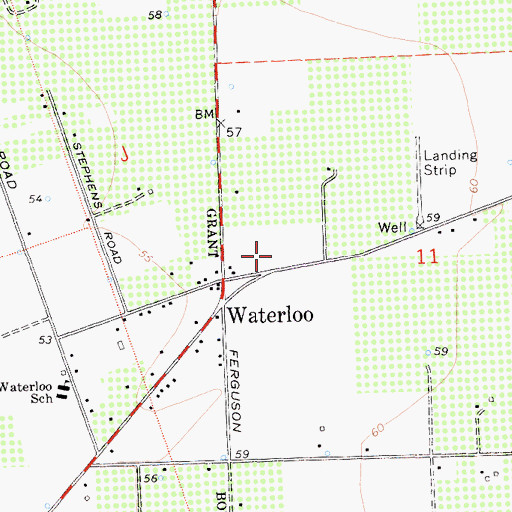 Topographic Map of Waterloo Census Designated Place, CA