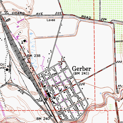 Topographic Map of Gerber Census Designated Place, CA