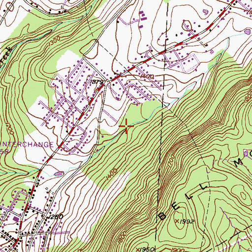 Topographic Map of Chinchilla Census Designated Place, PA