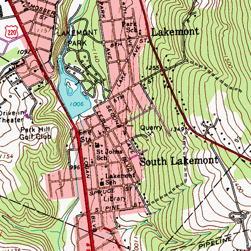 Topographic Map of Lakemont Census Designated Place, PA