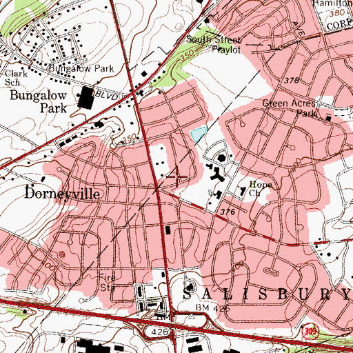 Topographic Map of Dorneyville Census Designated Place, PA