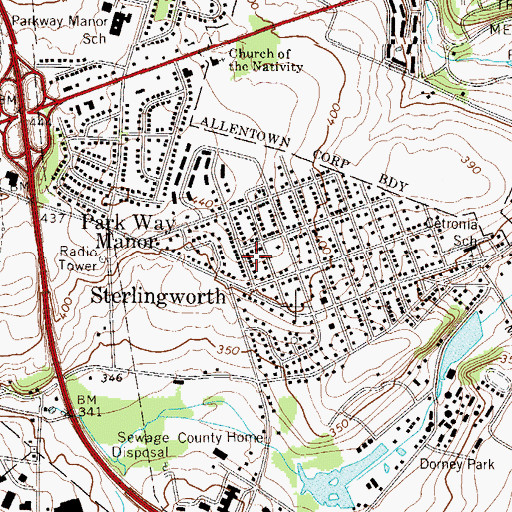 Topographic Map of Cetronia Census Designated Place, PA