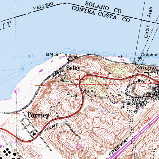 Topographic Map of Selby Census Designated Place, CA