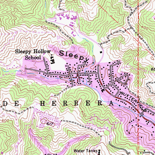 Topographic Map of Sleepy Hollow Census Designated Place, CA