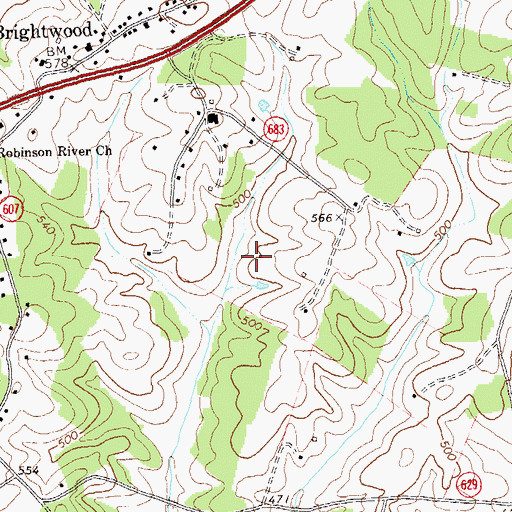 Topographic Map of Brightwood Census Designated Place, VA