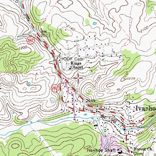 Topographic Map of Ivanhoe Census Designated Place, VA