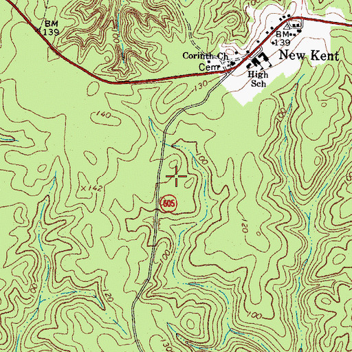Topographic Map of New Kent Census Designated Place, VA