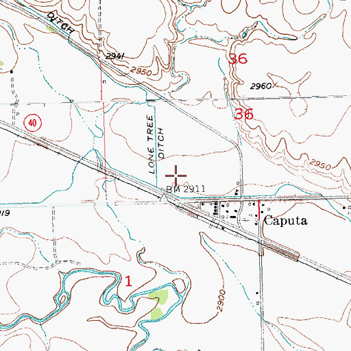 Topographic Map of Caputa Census Designated Place, SD