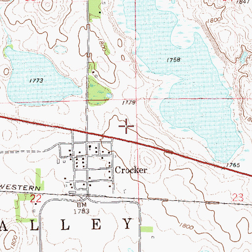 Topographic Map of Crocker Census Designated Place, SD