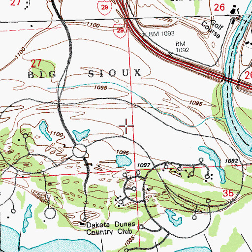 Topographic Map of Dakota Dunes Census Designated Place, SD