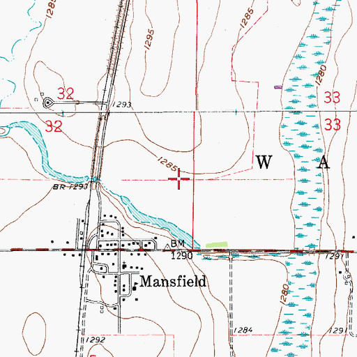 Topographic Map of Mansfield Census Designated Place, SD