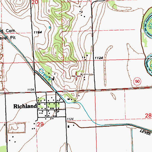 Topographic Map of Richland Census Designated Place, SD