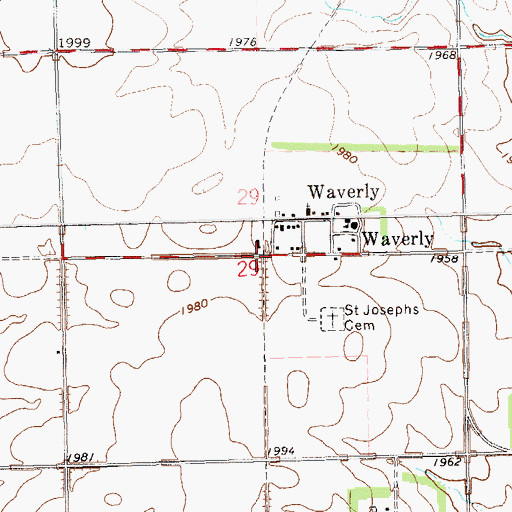 Topographic Map of Waverly Census Designated Place, SD