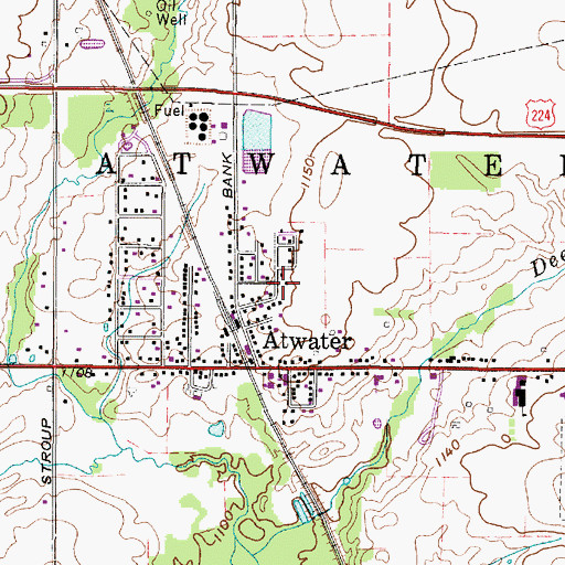 Topographic Map of Atwater Census Designated Place, OH