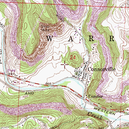 Topographic Map of Connorville Census Designated Place, OH
