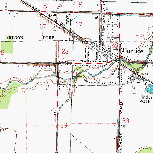 Topographic Map of Curtice Census Designated Place, OH