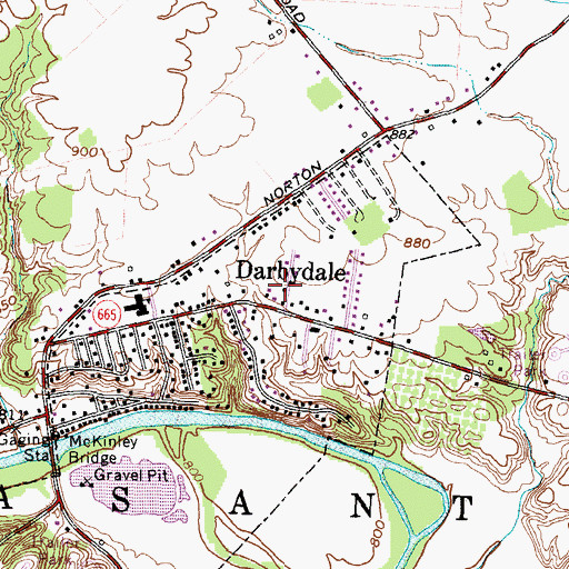 Topographic Map of Darbydale Census Designated Place, OH