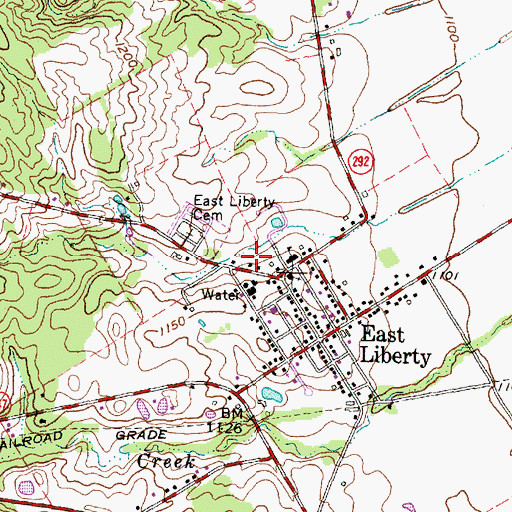 Topographic Map of East Liberty Census Designated Place, OH