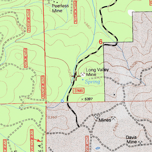 Topographic Map of Long Valley Mine, CA
