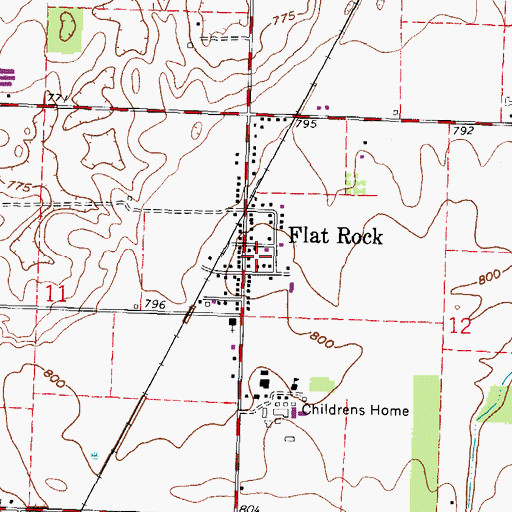 Topographic Map of Flat Rock Census Designated Place, OH