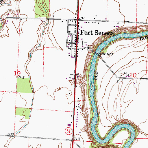 Topographic Map of Fort Seneca Census Designated Place, OH
