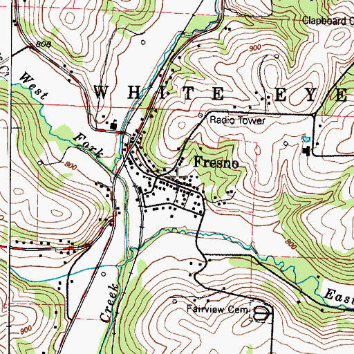 Topographic Map of Fresno Census Designated Place, OH