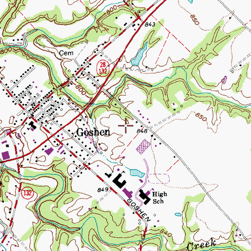 Topographic Map of Goshen Census Designated Place, OH