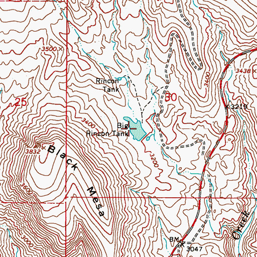 Topographic Map of Big Rincon Tank, AZ