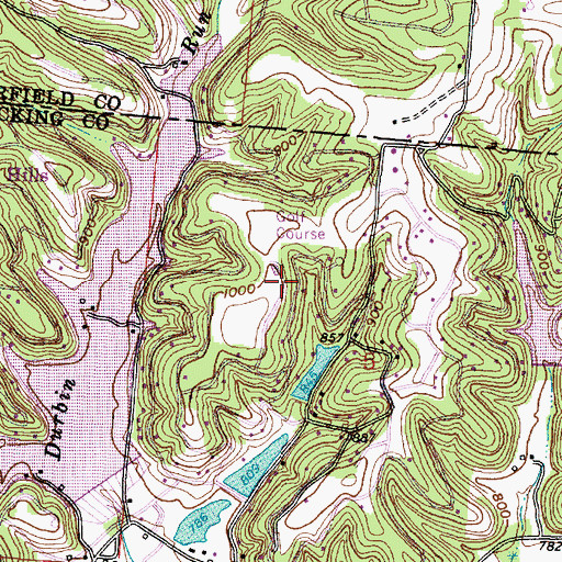 Topographic Map of Hide-A-Way Hills Census Designated Place, OH