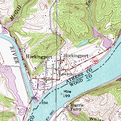 Topographic Map of Hockingport Census Designated Place, OH
