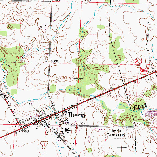 Topographic Map of Iberia Census Designated Place, OH