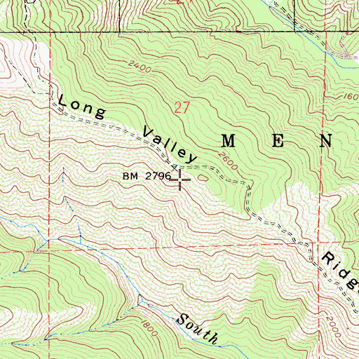 Topographic Map of Long Valley Ridge, CA