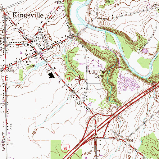 Topographic Map of Kingsville Census Designated Place, OH