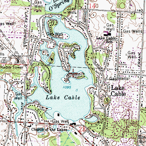 Topographic Map of Lake Cable Census Designated Place, OH