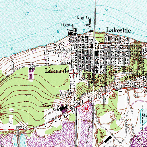 Topographic Map of Lakeside Census Designated Place, OH