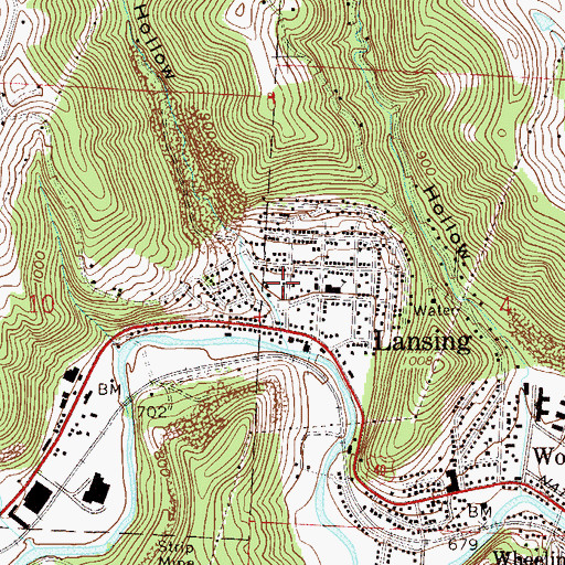 Topographic Map of Lansing Census Designated Place, OH