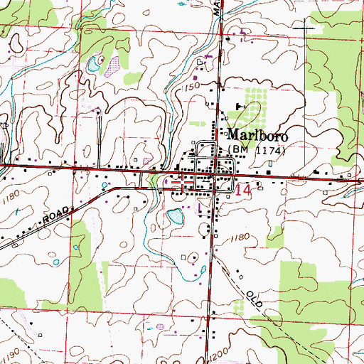 Topographic Map of Marlboro Census Designated Place, OH
