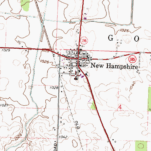 Topographic Map of New Hampshire Census Designated Place, OH