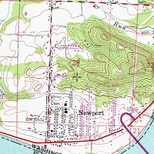 Topographic Map of Newport Census Designated Place, OH