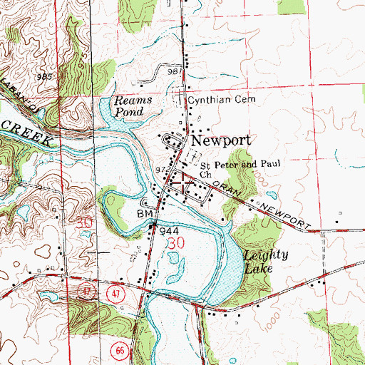 Topographic Map of Newport Census Designated Place, OH