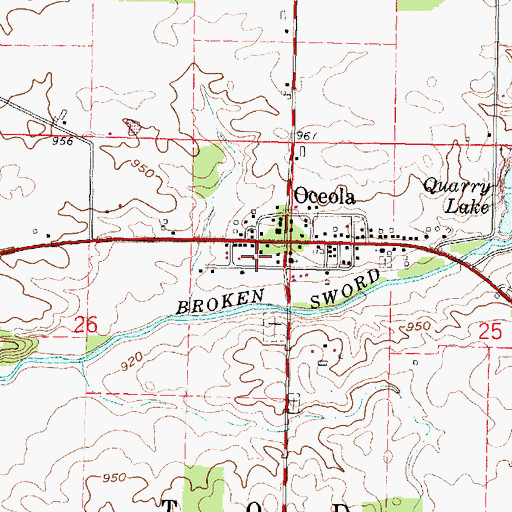 Topographic Map of Oceola Census Designated Place, OH