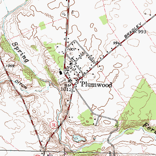 Topographic Map of Plumwood Census Designated Place, OH