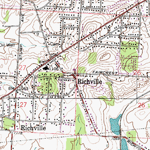Topographic Map of Richville Census Designated Place, OH