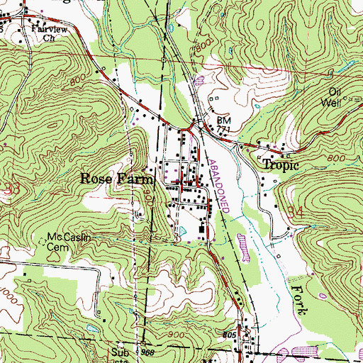 Topographic Map of Rose Farm Census Designated Place, OH